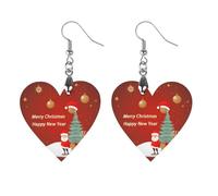 Orecchini in legno da donna, con scritta "Merry Christmas And Happy New Year", gioielli vintage eleganti in legno, orecchini leggeri per matrimoni, feste, regalo di tutti i giorni, Apricot shaped