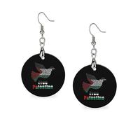 Orecchini in legno Palestina Palestina Palestinese Palestinese Palestinese Palestina Palestina Palestinese Orecchini da donna rotondi Ciondoli gioielli alla moda