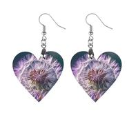 Orecchini in legno viola con dente di leone botanica da donna, gioielli vintage eleganti in legno, orecchini leggeri per matrimoni, feste, regalo di tutti i giorni, Love, Legno, Legno