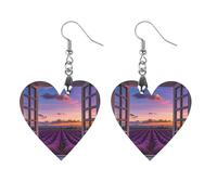 Orecchini in legno viola con fiori di lavanda al tramonto da donna, gioielli vintage eleganti in legno, orecchini leggeri per matrimoni, feste, regalo di tutti i giorni, Love, Legno, Legno