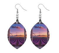 Orecchini in legno viola con fiori di lavanda al tramonto da donna, gioielli vintage eleganti in legno, orecchini leggeri per matrimoni, feste, regalo di tutti i giorni, Star, Legno, Legno