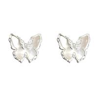 Orecchini in madreperla, orecchini a farfalla, orecchini in argento, orecchini in stile francese delicato, accessori per le orecchie per i costumi eleganti delle donne