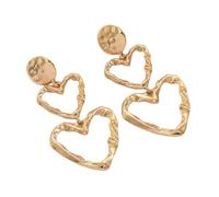Orecchini in metallo testurizzato Comfort Fit Design alla moda Accessori per le orecchie Versatile Giorno Sera Indossare Gioielli Exagerated Love Heart Orecchini in metallo stropicciato, Misura unica
