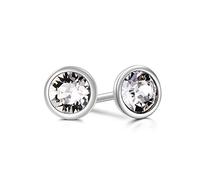 Orecchini in moissanite con diamante simulato, orecchini a perno in argento 925 Zirconia Ladies Plug con cristalli (3 mm)