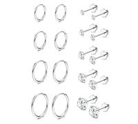 Orecchini in oro 14 carati da donna, ipoallergenici, piccoli orecchini a cerchio Huggie per piercing multipli, orecchini a lobo a lobo elica cartilagine set di orecchini a sfera piccola CZ oro/argento