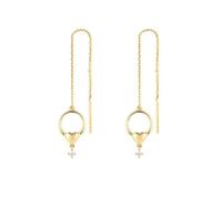 Orecchini in Oro 9K/18K da Donna, Moissanite/Diamante Cerchio con Pietra preziosa a Forma di Cuore, Orecchini con infila Filo per l'orecchio, Gioielli