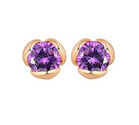 Orecchini in Oro 9K per Donne, Fiore di Rosa con Orecchini Rotondi per prigionieri di cartilagine per elicola moissanite per Donne Oro