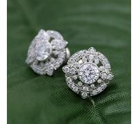 Orecchini in oro bianco 14 kt Art Decò MOISSANITE vintage con borchie da...