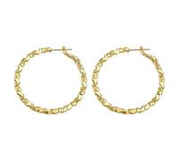 Orecchini in oro distrutto, grandi anelli rotondi.