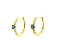 Orecchini in oro giallo 9 carati (9 K) Anelli rotondi Zaffiri preziosi sintetici lucidi 14,5 x 3 mm - Certificato Garanzia - Mondepetit - 2958, Normal, Oro giallo, Laboratorio Zaffiro