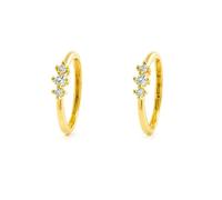 Orecchini in oro giallo 9 carati (9 K) Cerchio rotondo zircone lucido 12 x 2,5 mm - Certificato Garanzia - Mondepetit - 2959, Normal, Oro giallo, Zirconia cubica