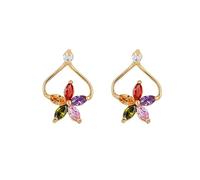 Orecchini in Oro Giallo 9K per Donne, Forma a Fiore a Cuore Vuoto con Orecchini per prigionieri di cartilagine di elica moissanite per Donne Oro