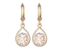 Orecchini in oro unici, orecchini pendenti a cerchio e a forma di goccia d'acqua con zirconia cubica