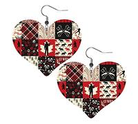 Orecchini in pelle a forma di cuore da boscaiolo scozzese in legno di fauna selvatica Orecchini pendenti semplici da donna per lei