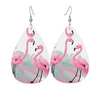 Orecchini in pelle a forma di fenicottero rosa a forma di goccia, decorazione per abbigliamento, adatti per feste, vacanze e vita quotidiana