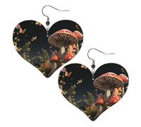 Orecchini in pelle a forma di funghi da favola per le donne orecchini a forma di cuore leggeri orecchini pendenti gioielli regali, One Size, Nessuna pietra preziosa