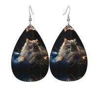 Orecchini in pelle a forma di gatto della fortuna, orecchini in stile europeo e americano, per giovani donne, regali di compleanno/San Valentino