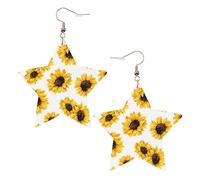Orecchini in pelle a forma di girasole a forma di stella, accessori alla moda, leggeri, festival, feste, vita quotidiana, One Size, Pelle, Non pietra preziosa