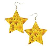 Orecchini in pelle a forma di girasoli a forma di stella, accessori alla moda, leggeri, per festival, feste, vita quotidiana, One Size, Pelle, Non pietra preziosa
