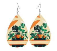 Orecchini in pelle a forma di goccia a forma di tartaruga in bambù, decorazione per abbigliamento, adatti per feste, vacanze e vita quotidiana