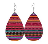Orecchini In Pelle A Forma Di Goccia Beautiful Mexican Aztec Colorful Pattern Innovativi Orecchini In Finta Pelle Moda Ciondolo Con Pendente A Goccia Per Feste Feste Appuntamenti