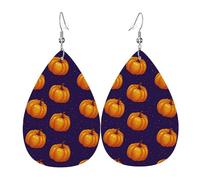 Orecchini In Pelle A Forma Di Goccia Beautiful Pumpkin And Starry Moda Orecchini In Finta Pelle Eleganti Ciondolo Con Pendente A Goccia Per Feste Feste Matrimoni