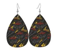 Orecchini In Pelle A Forma Di Goccia Cartoon Red Trucks And Yellow Ladder Innovativi Orecchini Pendenti Squisito Ciondolo A Goccia Per Matrimoni Feste Appuntamenti