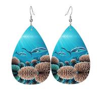 Orecchini in pelle a forma di goccia con balene di mare profondo, decorazione per abbigliamento, adatti per feste, vacanze e vita quotidiana