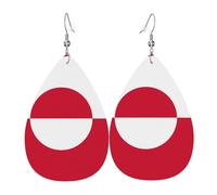 Orecchini in pelle a forma di goccia con bandiera della Groenlandia, decorazione per abbigliamento, adatti per feste, vacanze e vita quotidiana