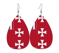 Orecchini in pelle a forma di goccia con bandiera delle Isole Wallis e Futuna, decorazione per abbigliamento, adatti per feste, vacanze e vita quotidiana