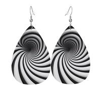 Orecchini in pelle a forma di goccia con illusione ottica a spirale, decorazione per abbigliamento, adatti per feste, vacanze e vita quotidiana
