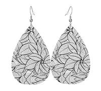 Orecchini in pelle a forma di goccia con stampa a foglia | Design di fascia alta, orecchini di lusso leggeri