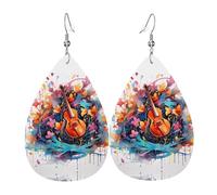 Orecchini in pelle a forma di goccia con stampa a forma di chitarra, design di fascia alta, orecchini di lusso leggeri