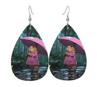 Orecchini in pelle a forma di goccia con stampa a forma di ombrello | Design di fascia alta, orecchini di lusso leggeri