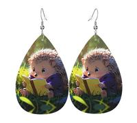 Orecchini in pelle a forma di goccia con stampa a forma di riccio | Design di fascia alta, orecchini di lusso leggeri