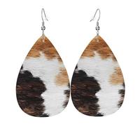 Orecchini In Pelle A Forma Di Goccia Cow Hide Brown Black & White Leggeri Orecchini In Pelle Penzolare Moda Ciondolo Con Pendente A Goccia Per Uso Quotidiano Feste Accessori