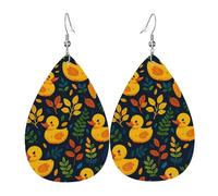 Orecchini In Pelle A Forma Di Goccia Cute Rubber Ducks And Leaves Squisito Orecchini In Pelle Penzolare Innovativi Ciondolo Con Pendente A Goccia Per Accessori Balli Feste