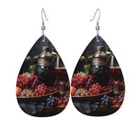 Orecchini in pelle a forma di goccia di uva e vino, decorazione per abbigliamento, adatti per feste, vacanze e vita quotidiana