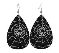 Orecchini In Pelle A Forma Di Goccia Halloween Black And White Spiders Web Cobweb Brushed Squisito Orecchini In Pelle Penzolare Moda Ciondolo Con Pendente A Goccia Per Appuntamenti Matrimoni