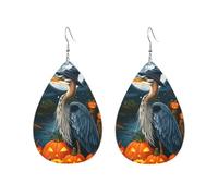 Orecchini In Pelle A Forma Di Goccia Halloween Moonlit Wizard Heron And Pumpkin Moda Orecchini Da Donna Lussuoso Ciondolo A Goccia Per Feste Balli Accessori