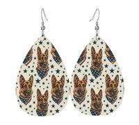 Orecchini In Pelle A Forma Di Goccia Patriotic Shepherd German And Star Moda Orecchini Innovativi Ciondolo A Goccia Per Feste Uso Quotidiano Accessori