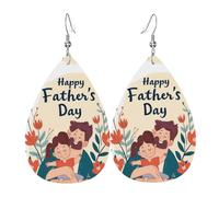 Orecchini in pelle a forma di goccia per padri e figlie, set da 2, ganci per le orecchie placcati in argento 925, antiruggine, con tappi per le orecchie, adatti per feste, San Valentino