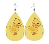 Orecchini in pelle a forma di goccia stampati a forma di anatra dei cartoni animati | Design di fascia alta, orecchini di lusso leggeri