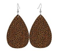 Orecchini in pelle a forma di goccia stampati con sfondo leopardato | Design di fascia alta, orecchini di lusso leggeri