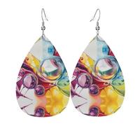 Orecchini in pelle a forma di goccia stampati geometrici liquidi | Design di fascia alta, orecchini di lusso leggeri