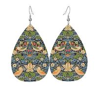Orecchini In Pelle A Forma Di Goccia William Morris Strawberry Thief Flower Leggeri Orecchini Da Donna Eleganti Ciondolo A Goccia Per Feste Balli Feste
