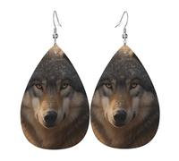 Orecchini In Pelle A Forma Di Goccia Wolf'S Gaze At Snowy Night Leggeri Orecchini Pendenti Eleganti Ciondolo Con Pendente A Goccia Per Uso Quotidiano Feste Appuntamenti
