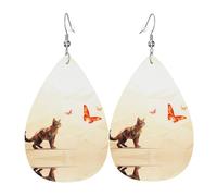 Orecchini in pelle a forma di lacrima con gatto magico, texture leggera e lussuosa, adatti per l'uso quotidiano, orecchini per feste e appuntamenti, Misura unica, Pelle sintetica