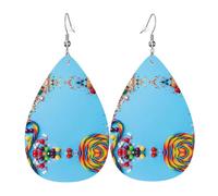 Orecchini in pelle a forma di lacrima con motivo a forma di lecca-lecca Conffiti Cracker cioccolato con texture leggera di lusso - adatti per l'uso quotidiano, orecchini per feste e appuntamenti