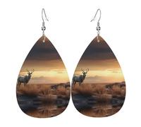 Orecchini in pelle a forma di lacrima con motivo animali solitari - texture leggera di lusso, adatti per l'uso quotidiano, orecchini per feste e appuntamenti, Misura unica, Pelle sintetica